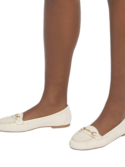 Dune London Guno Leather Ruched Toe Loafers, White - view 2, White