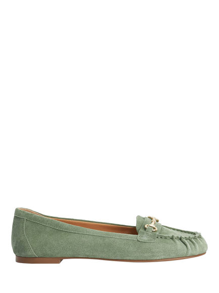 Dune London Guno Suede Ruched Toe Loafers, Green, Green