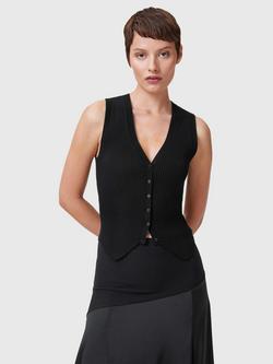 AllSaints Cruz Waistcoat, Black, Black