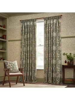 Morris & Co. Snakeshead Pair Lined Pencil Pleat Curtains, Sunflower/Stone, Sunflower/Stone