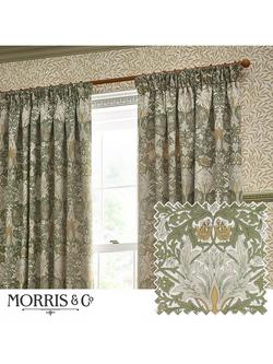 Morris & Co. Snakeshead Pair Lined Pencil Pleat Curtains, Sunflower/Stone - view 2, Sunflower/Stone