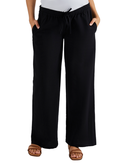 JoJo Maman Bébé Drawstring Straight Maternity Trousers, Black