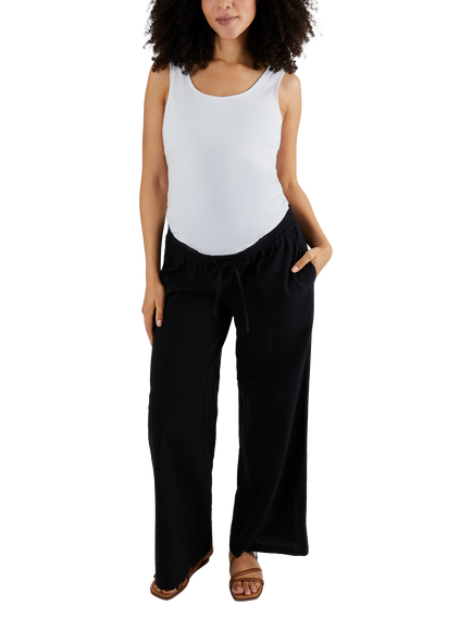 JoJo Maman Bébé Drawstring Straight Maternity Trousers - view 2, Black