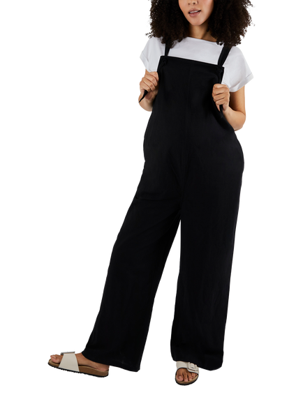 JoJo Maman Bébé Wide Leg Maternity Dungarees, Black, Black