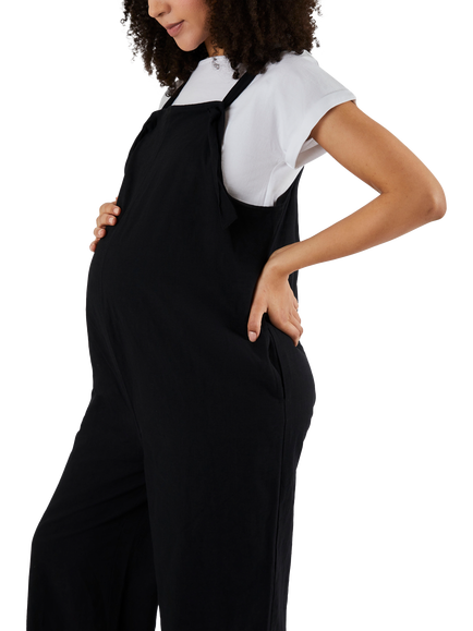 JoJo Maman Bébé Wide Leg Maternity Dungarees, Black - view 2, Black