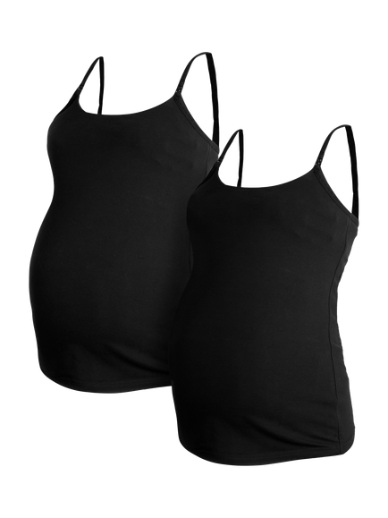 JoJo Maman Bébé Maternity & Nursing Vest Tops, Pack of 2, Black, Black