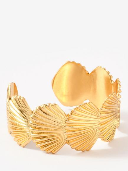 Mint Velvet Shell Open Cuff, Gold, Gold