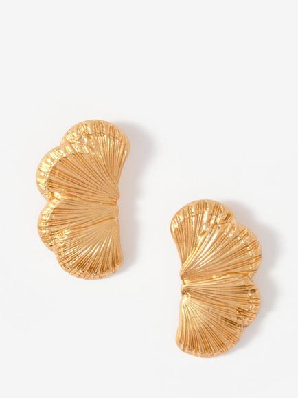 Mint Velvet Half Shell Statement Earrings, Gold, Gold