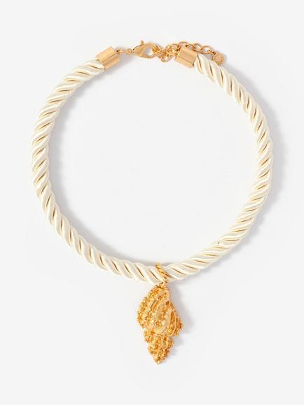 Mint Velvet Chunky Shell Rope Necklace, Gold/Cream, Gold/Cream