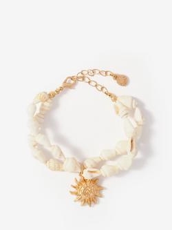 Mint Velvet Double Layered Charm Bracelet, Gold/Cream, Gold/Cream