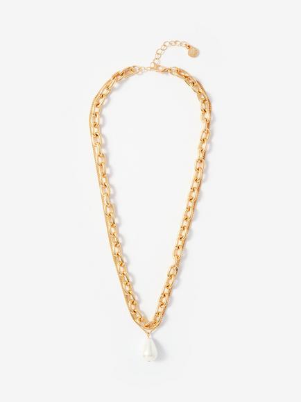 Mint Velvet Double Layer Link Chain Necklace, Gold, Gold