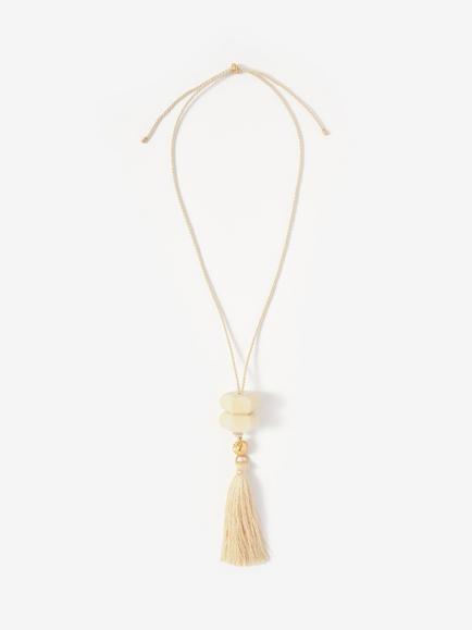 Mint Velvet Tassel Pendant Necklace, Gold/Cream, Gold/Cream
