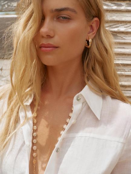 Mint Velvet Mini Sun Charm Pendant Necklace, Gold - view 2, Gold