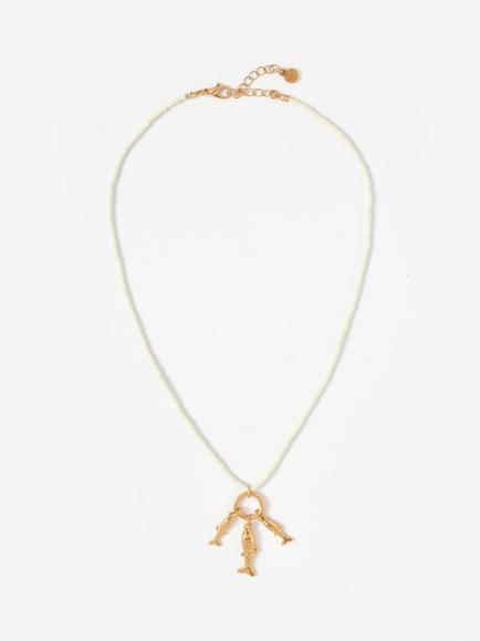 Mint Velvet Fish Charm Necklace, Gold, Gold