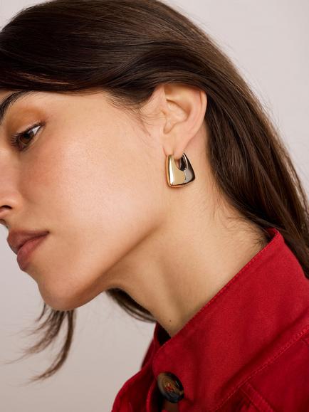 Mint Velvet Two Tone Hoop Earrings, Gold/Silver - view 2, Gold/Silver
