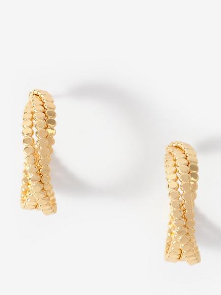Mint Velvet Cross Over Hoop Earrings, Gold, Gold