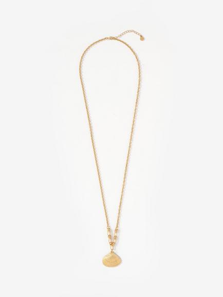 Mint Velvet Shell Pendant Necklace, Gold, Gold