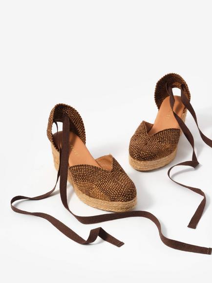 Mint Velvet Amelia Woven Wedge Heel Espadrille Sandals - view 2, Brown