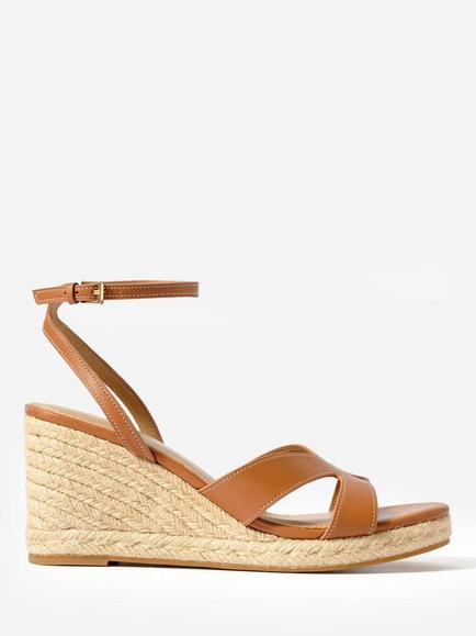 Mint Velvet Jase Leather Espadrille Sandals, Brown, Brown