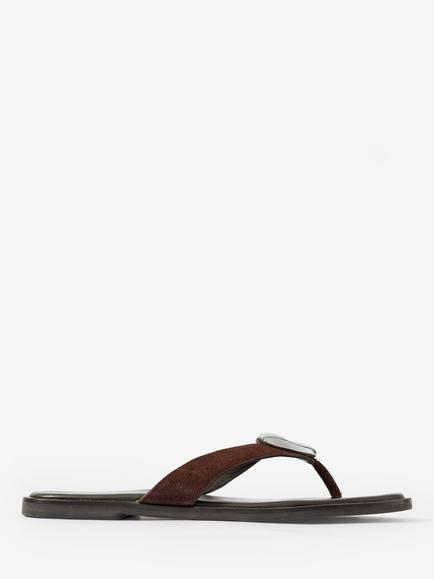 Mint Velvet Nova Suede Flip Flops, Brown, Brown