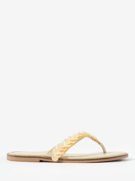 Mint Velvet Freya Pearl Detail Flip Flops, Natural Cream, Natural Cream