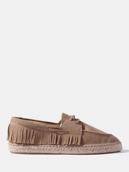 Mint Velvet Shani Suede Fringe Detail Espadrilles, Natural, Natural