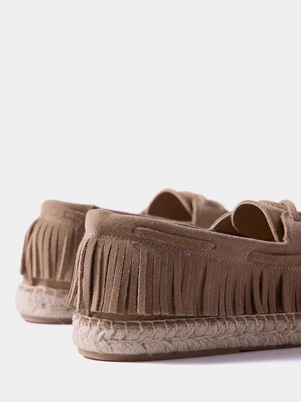 Mint Velvet Shani Suede Fringe Detail Espadrilles, Natural - view 2, Natural