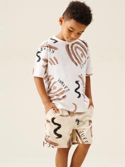 Angel & Rocket Kids' Oversized Palm T-Shirt and Shorts Set, Stone/Multi, Stone/Multi