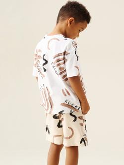 Angel & Rocket Kids' Oversized Palm T-Shirt and Shorts Set, Stone/Multi - view 2, Stone/Multi