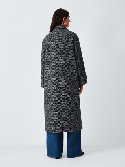 AND/OR Wool Blend Herringbone Double Breasted Coat, Multi - view 2, Multi