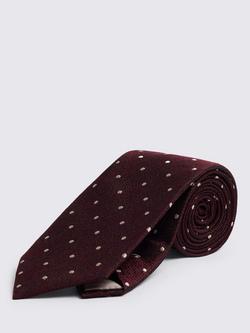 Moss Silk Spot Tie, Burgundy, Burgundy