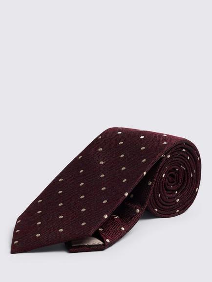 Moss Polka Dot Silk Tie, Burgundy, Burgundy