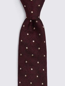 Moss Silk Spot Tie, Burgundy - view 2, Burgundy