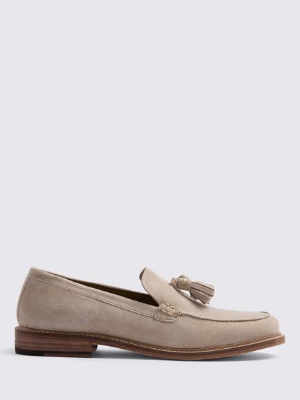 Moss Finchley Suede Tassel Loafers, Stone, Stone