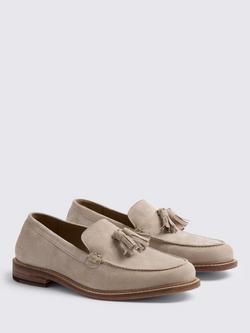 Moss Finchley Suede Tassel Loafers, Stone - view 2, Stone