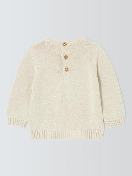 John Lewis Baby Cotton Skating Star Jumper, Cream - view 2, Cream