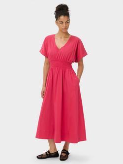 Sweaty Betty Cotton Rich V-Neck Short Sleeve Midi Dress, Crimson Red, Crimson Red