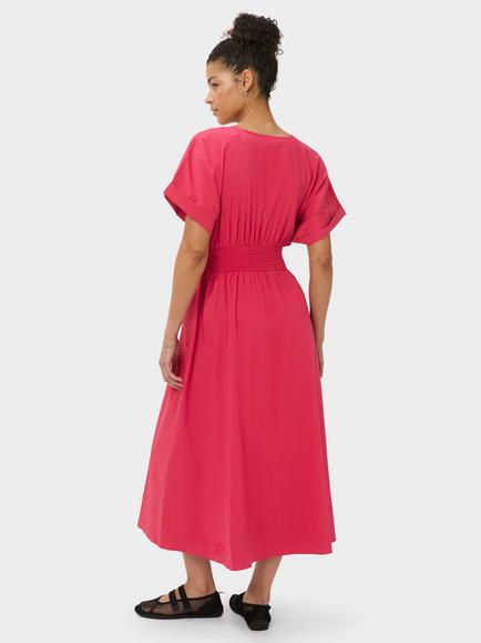 Sweaty Betty Cotton Rich V-Neck Short Sleeve Midi Dress, Crimson Red - view 2, Crimson Red
