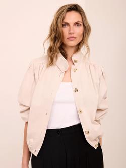 Mint Velvet High Neck Puff Shoulder Jacket, Natural Cream, Natural Cream