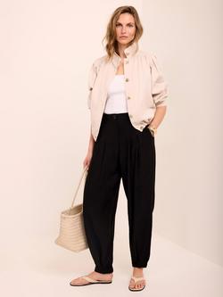 Mint Velvet High Neck Puff Shoulder Jacket, Natural Cream - view 2, Natural Cream