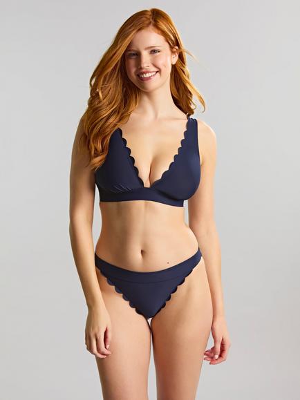 Panache Kara Scalloped Non-Wired Bikini Top, Signature Ink Blue, Signature Ink Blue