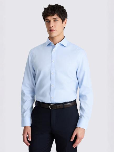 Moss Regular Fit Cotton Royal Oxford Non Iron Shirt, Sky, Sky