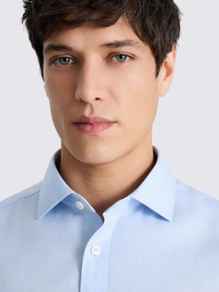 Moss Regular Fit Cotton Royal Oxford Non Iron Shirt, Sky - view 2, Sky