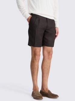 Moss Linen Blend Twill Shorts, Brown