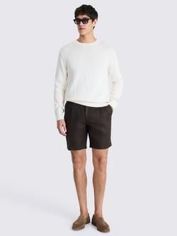 Moss Linen Blend Twill Shorts - view 2, Brown