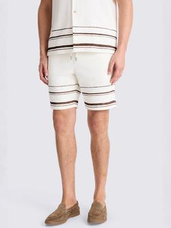 Moss Stripe Cotton Shorts, Dark Brown, Dark Brown
