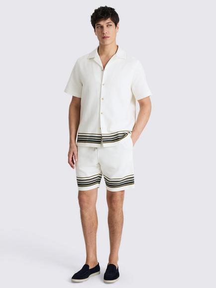 Moss Stripe Cotton Shorts, Cream/Navy/Khaki - view 2, Cream/Navy/Khaki