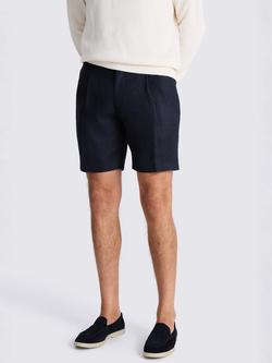 Moss Linen Blend Twill Shorts, Navy