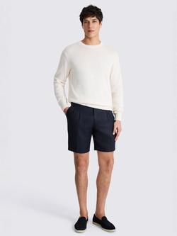 Moss Linen Blend Twill Shorts - view 2, Navy