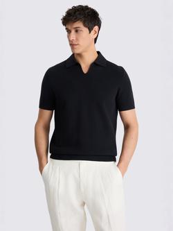 Moss Short Sleeve Knit Polo Shirt, Black, Black